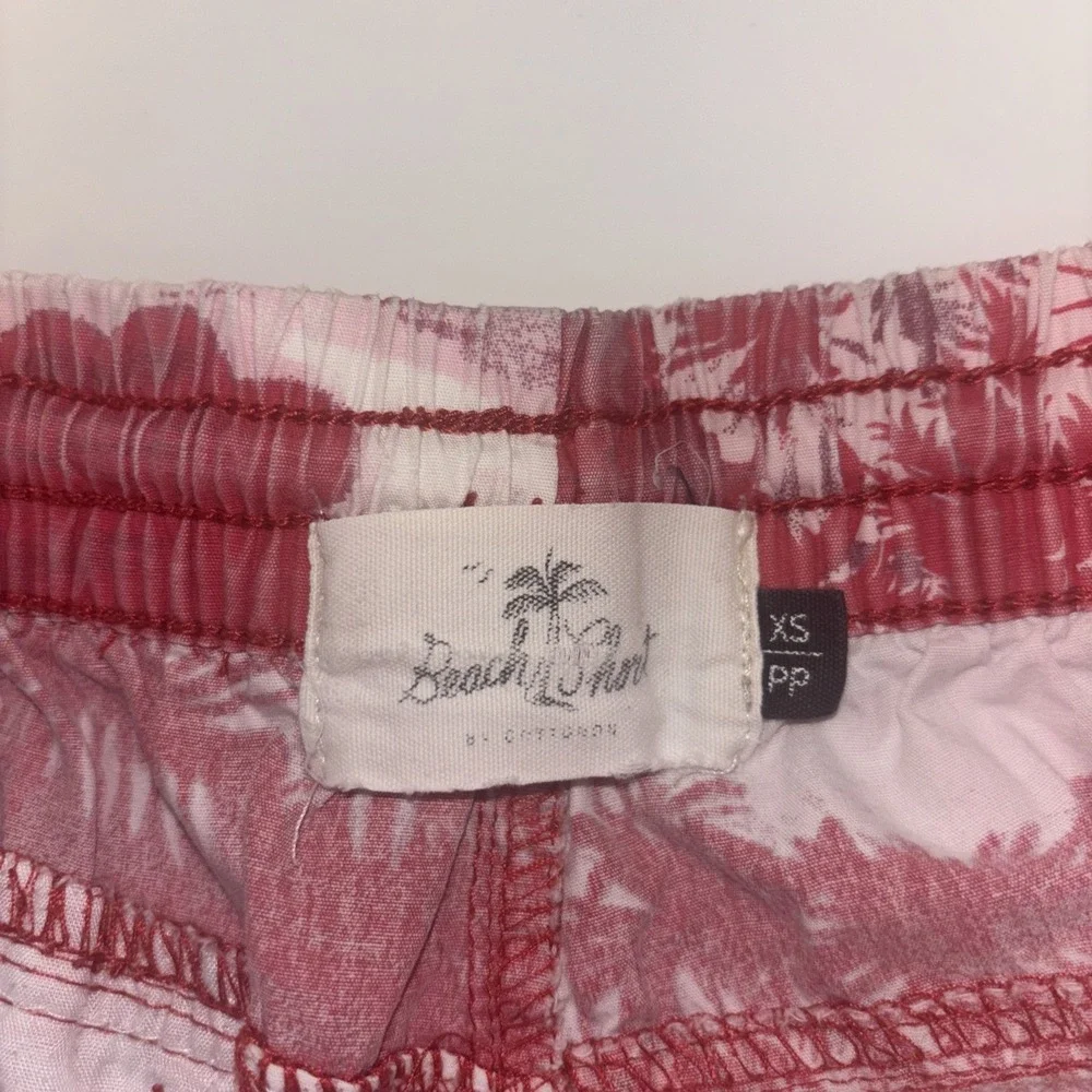 Cotton On Beach Short Mens XS Red White Tropical PalmTree Toile Print Drawstring